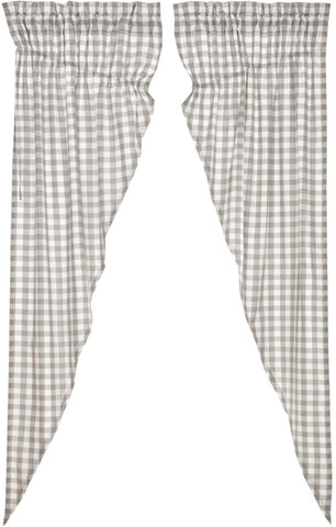 Annie Buffalo Grey Check Prairie Long Panel Set of 2 84x36x18, large scale grey and white checks, Primitive Country Farmhouse Window Treatments Curtains Home Decor.