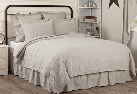 Hatteras Seersucker Blue Ticking Stripe California King Quilt Coverlet 130Wx115L, denim blue and cotton white in an elegant ticking stripe. A special seersucker fabric gives this simple but graceful look a premium feel to the hand and eyes. Primitive Country Farmhouse Bedding Home Decor.