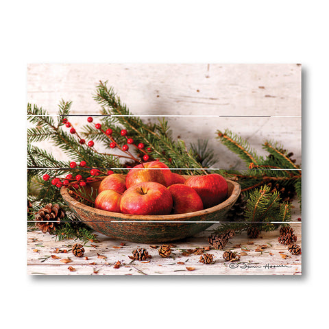 Apples and Pine Cones Pallet Art