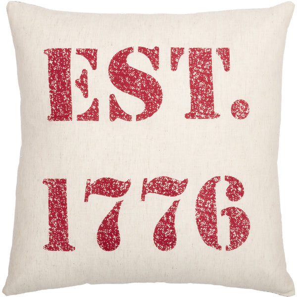 Hatteras 1776 Pillow 18x18, Americana Red, Cotton White, Denim Blue, Primitive Country Farmhouse Americana Bedding Home Decor.