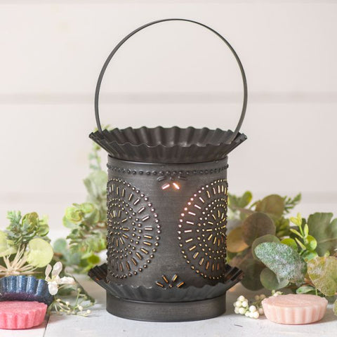 Simply place a wax melt in the lid, turn on the light, and in about an hour, the wax melts and fills the room with fragrance! Perfect for kitchens, bedrooms, powder rooms, and almost any room in your home! It is easy to clean; just place the removable lid in your freezer for an hour, and the used wax pops right out. Wired with one E12/Candelabra socket, 40 watts max. It has a 3-ft cord and a line switch. Bulb included. Handcrafted in Pennsylvania.