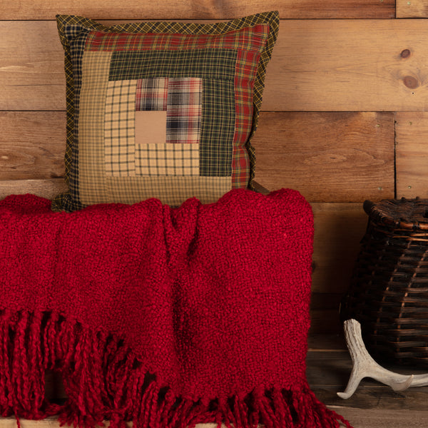 Tea Cabin Log Cabin Hooked Pillow 18x18 - Accent Pillows - PINE VALLEY  QUILTS