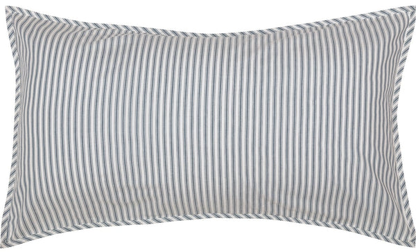 Sawyer Mill Blue Ticking Stripe King Sham 21x37, repeating, denim blue ticking stripe woven into solid soft white cotton base. Primitive Country Farmhouse Bedding Home Decor.