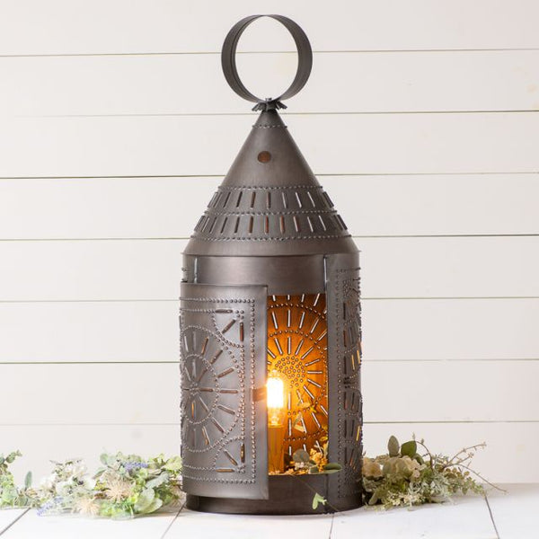 FREE SHIPPING! 36-Inch Tinner's Lantern with Chisel in Kettle Black, an oversized beauty with all the quality and detail that we give our traditional sized lanterns. Visit website for FREE s/h & discount offers. Primitive Country Farmhouse Home Decor.