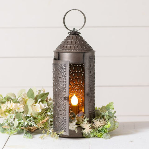 FREE SHIPPING! Our traditional Revere lanterns offer a beautiful punch pattern to illuminate the background of your wall when place on a counter or shelf. Kettle Black finish. Visit website for FREE s/h & discount offers. Primitive Country Farmhouse Home Decor.