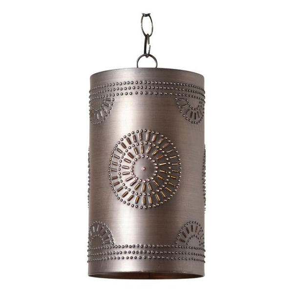 The rustic charm of a country home is captured in this beautifully crafted cylindrical down-light. Use alone over a table or in groups above a kitchen island.