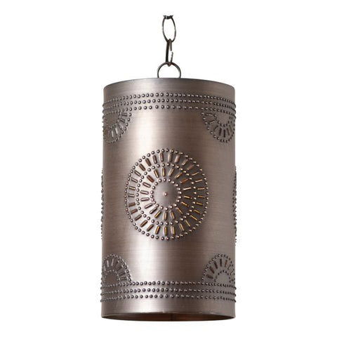 The rustic charm of a country home is captured in this beautifully crafted cylindrical down-light. Use alone over a table or in groups above a kitchen island.