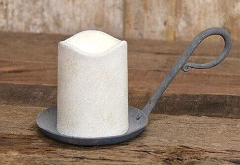 Jar Pillar Candle Gray Pan 8.5"W X 4"H X 4.5"D Made of iron. See website for free shipping offer. Primitive Country Farmhouse Home Decor. 