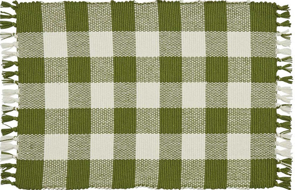 Wicklow Yarn Sage Green Buffalo Check Placemat Measures: 13" X 19" Primitive Country Farmhouse Home Table Kitchen Decor.
