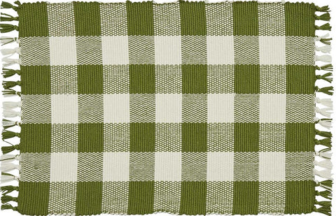 Wicklow Yarn Sage Green Buffalo Check Placemat Measures: 13" X 19" Primitive Country Farmhouse Home Table Kitchen Decor.