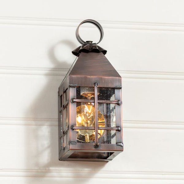 Small Barn Outdoor Wall Light in Solid Antique Copper - 1-Light