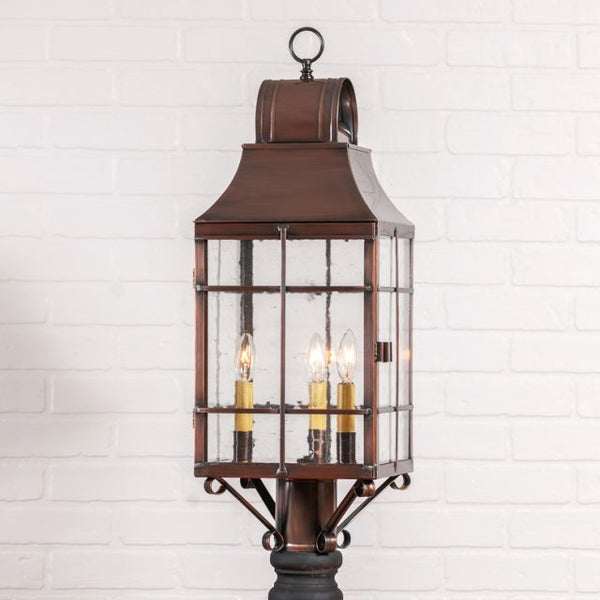 Stenton Outdoor Post Light in Solid Antique Copper - 3-Light