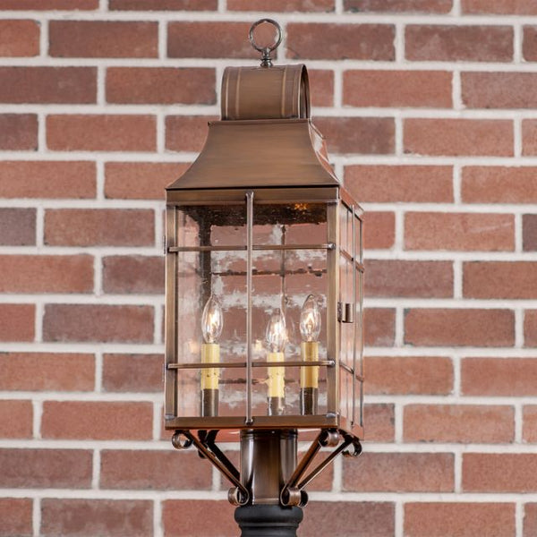 Stenton Outdoor Post Light in Solid Weathered Brass - 3-Light