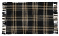 Black and Beige plaid 24" x 42", Rag Rug Fringe Reversible. Primitive Country Farmhouse Home Decor. Visit website for free s/h & discount offers.