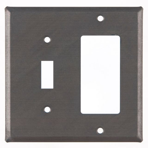 Switch and Rocker Cover Unpierced in Blackened Tin Set of 2