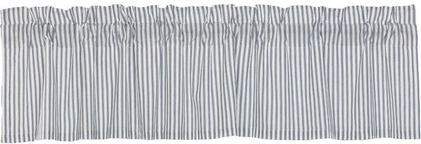 Sawyer Mill Blue Ticking Stripe Valance 16x72, denim blue and soft white ticking stripes, Primitive Country Farmhouse Window Treatments Curtains Home Decor.
