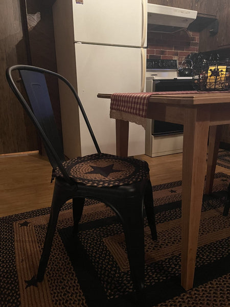 Star Black Braided  Chair Pads 15 in. set/4