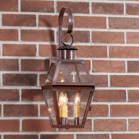 Town Crier Outdoor Wall Light in Solid Antique Copper - 3-Light