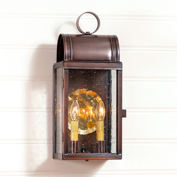 Town Lattice Outdoor Wall Light in Solid Antique Copper - 2-Light