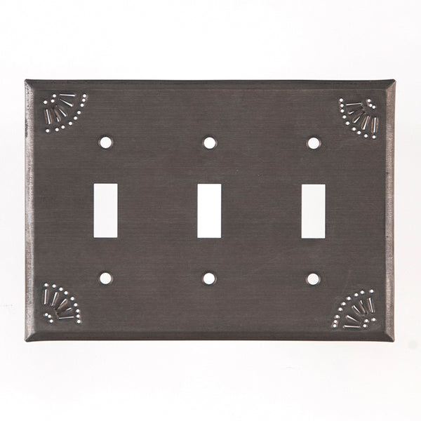 Triple Switch Cover with Chisel in Blackened Tin - Set of 2