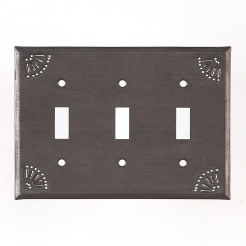 Triple Switch Cover with Chisel in Blackened Tin - Set of 2