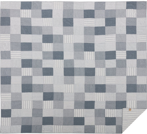 Sawyer Mill Blue California King Quilt 130Wx115L, denim blue, soft white, Primitive Country Farmhouse Quilting Bedding Home Decor