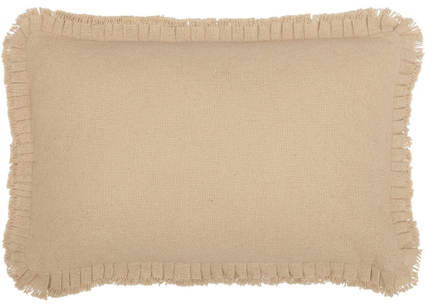 Burlap Vintage Pillow w/ Fringed Ruffle 14x22