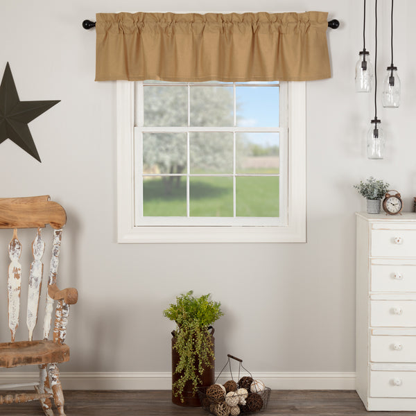 Simple Life Flax Khaki Valance 16x72, Primitive Country Farmhouse Window Treatments Curtains Home Decor.