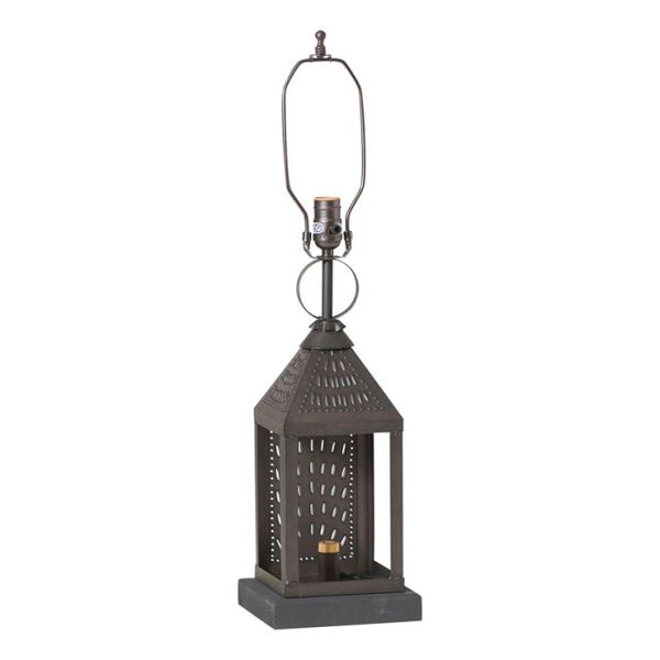 The Valley Forge Lamp base is well balanced and sized for larger areas of your home. Designed by Irvin to resemble the antique lanterns of years gone by, this lamp has a classic and sophisticated charm. Shade not included.