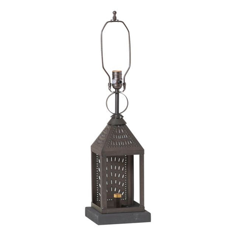 The Valley Forge Lamp base is well balanced and sized for larger areas of your home. Designed by Irvin to resemble the antique lanterns of years gone by, this lamp has a classic and sophisticated charm. Shade not included.