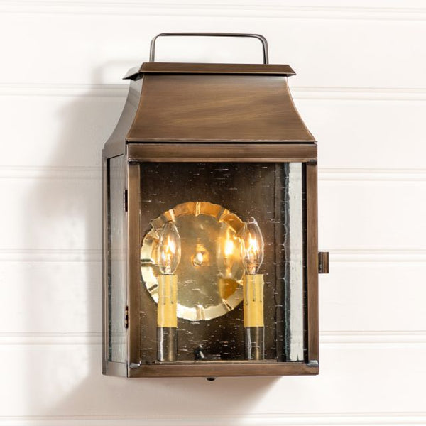 Valley Forge Outdoor Wall Light in Solid Weathered Brass - 2-Light