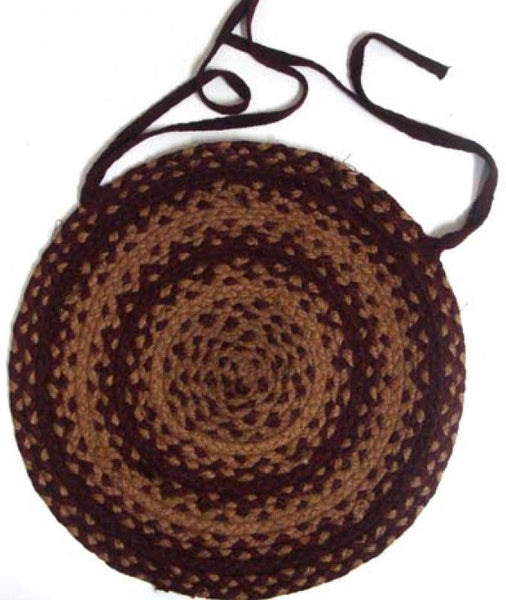 Vintage Wine 15" Braided  Chair Pad Set of 4