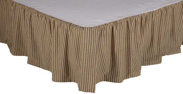 Farmhouse Star Ticking Stripe King Bed Skirt 78x80x16, Classic ticking stripes in black and tan add a neutral style perfect for colonial style homes or traditional country decorating. Primitive Country Farmhouse Dust Ruffle Bedding Home Decor.
