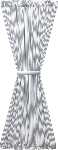 Sawyer Mill Blue Ticking Stripe Door Panel 72x40, repeating, blue ticking stripes woven into soft white cotton base. Primitive Country Farmhouse Window Treatments Curtains Home Decor.