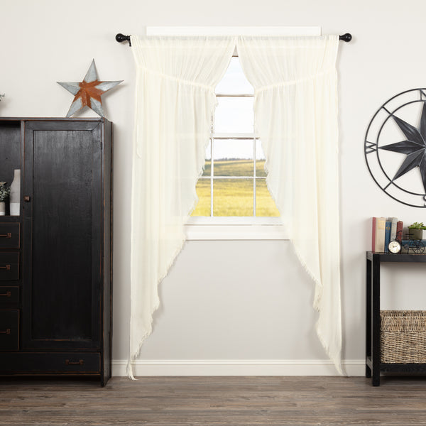 Tobacco Cloth Antique White Prairie Long Panel Fringed Set of 2 84x36x18, lightweight antique white tobacco cloth , Primitive Country Farmhouse Window Treatments Curtains Home Decor.