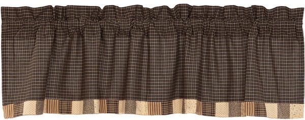 Kettle Grove Valance Block Border 16x60, patchwork block border below the country black and tan micro check, window treatments curtains Primitive Country Farmhouse Home Decor.