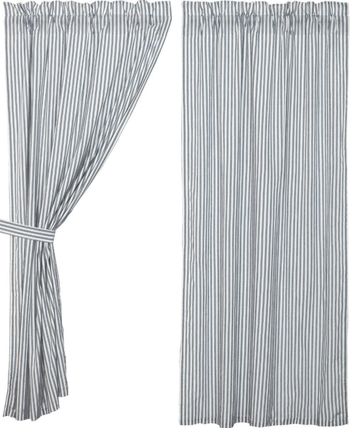 Sawyer Mill Blue Ticking Stripe Short Panel Set of 2 63x36 - Allysons Place