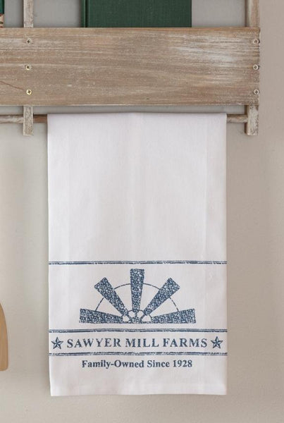 Sawyer Mill Charcoal Windmill Button Loop Kitchen Towel Set of 2