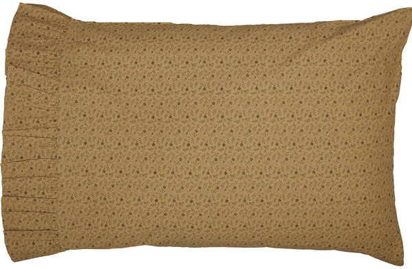 Maisie Standard Pillow Case Set of 2 21x30 features a ditsy floral print on a tan base. Primitive Country Farmhouse Bedding Home Decor.